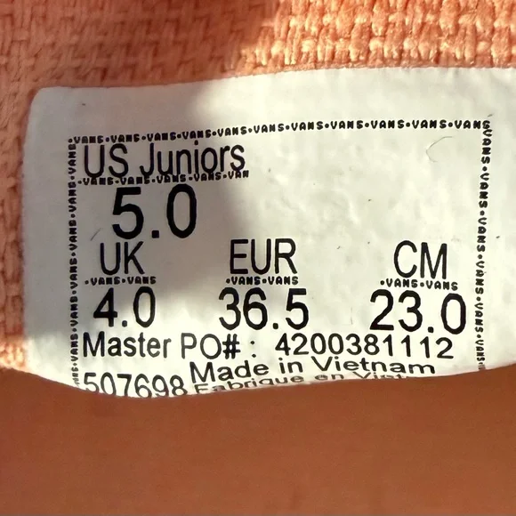 New Vans Classic Slip-On Glitter Sneakers Apricot Nectar Pink- 5y/6.5w - Picture 6 of 8